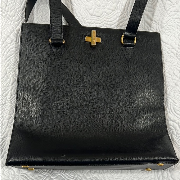 Celine Handbags - Celine Black Leather Bag with Gold Accents